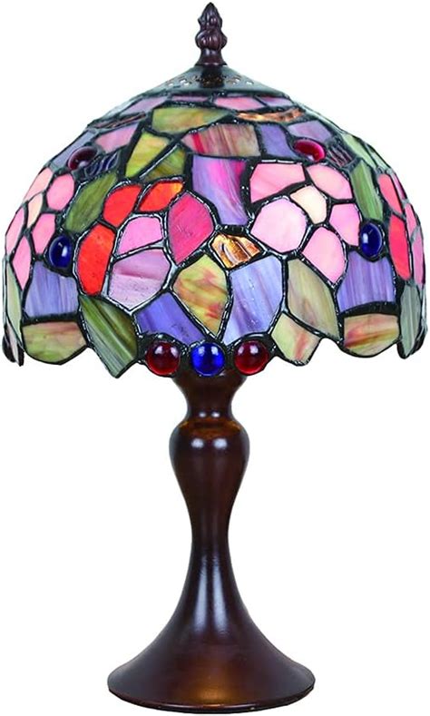 Pouces Vintage Pastorale Fleurs Magnifiques Vitrail Style Lampe De