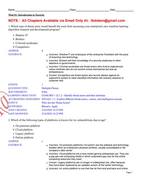 Solutions And Test Bank For Comp Tia Security Guide To Network