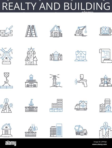 Realty And Building Line Icons Collection Property And Estate Home