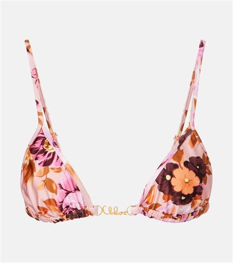Logo Floral Bikini Top In Pink Chloe Mytheresa