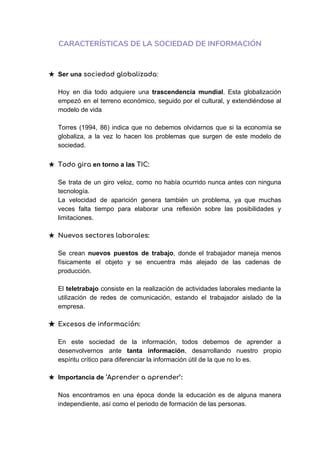 Caracteristicas De La Sociedad De Informacion PDF