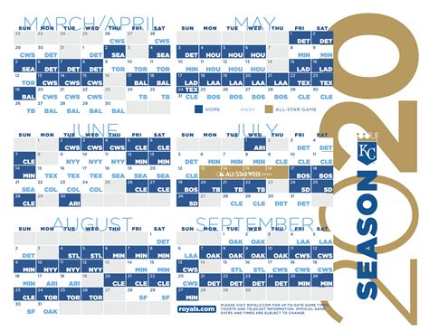 Kansas City Royals Schedule Printable - Printable Templates