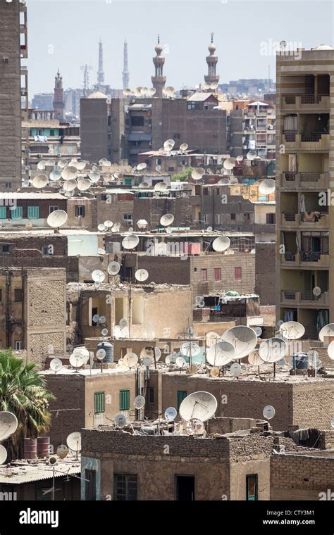 View Of Roofs Of Housing With Satellite Dishes In The Old City Of Cairo