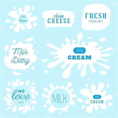 Milk Labels Vector Set Splash And Blot Design Stock Illustration Illustration Of Motion