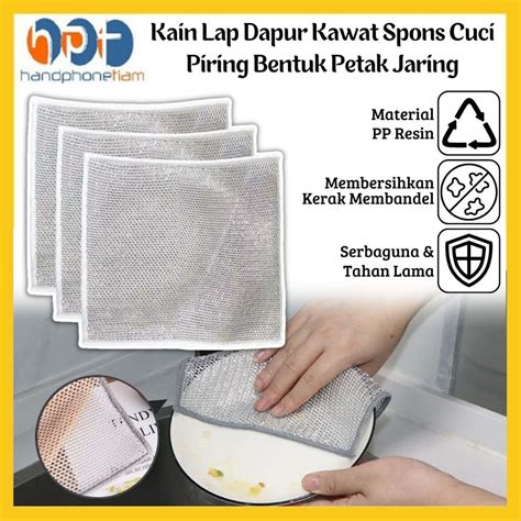 Jual Kain Lap Dapur Kawat Sisi Spons Cuci Piring Bentuk Petak Jaring