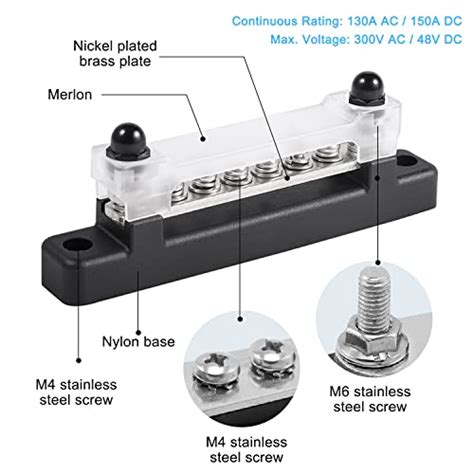 V Bus Bar Power Distribution Blocks A Marine Terminal Studs