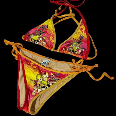 Ed Hardy Vintage Y2K Bikini Swimsuit Size Large Depop