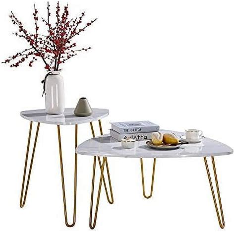 Spboomlife Marble Coffee Tables With Gold Metal Legs Rectangle Coffee