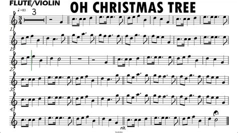 Oh Christmas Tree Flute Violin Sheet Music Backing Track Play Along