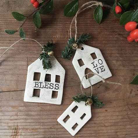 House Ornaments Set Of 3 Ornament Set Ornaments House Ornaments