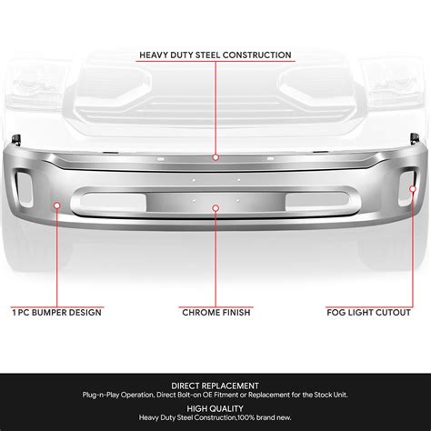 For Ram Classic Chrome Steel Front Bumper Face Bar W Fog