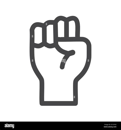 Raised Fist Icon Black And White Line Drawing Of A Raised Fist Symbol