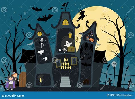 Vector Haunted House Background | CartoonDealer.com #123155295