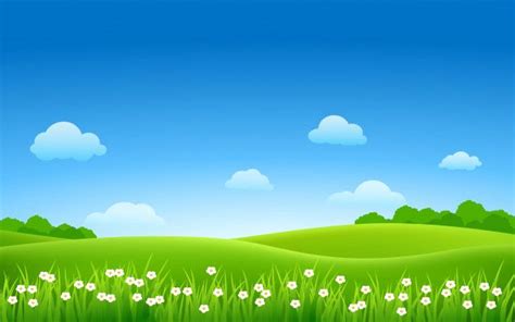 Premium Vector Sunny Day In Beautiful Green Field With Bush And