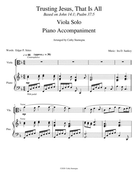 Trusting Jesus That Is All Viola Solo Piano Accompaniment Piano