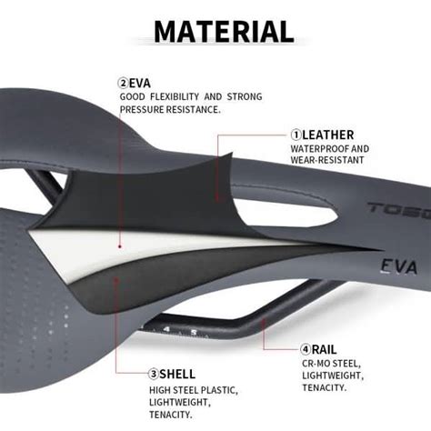 Buy TOSEEK Plastic Pvc Bicycle Saddle Breathable Leather Grey Mtb