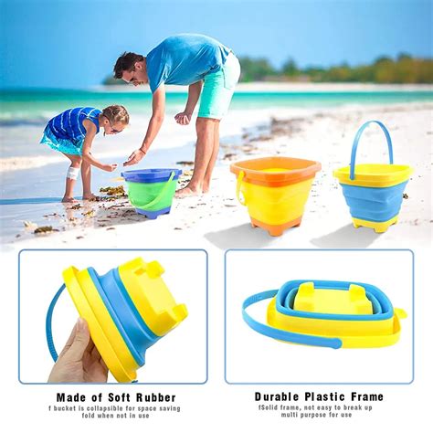 Oem Multi Purpose Portable Beach Bucket Sand Toy Foldable Collapsible