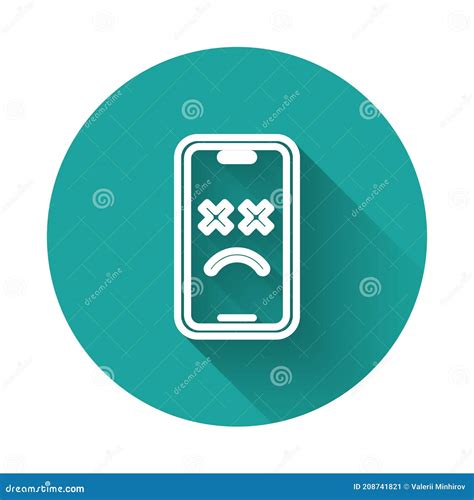 White Line Dead Mobile Icon Isolated With Long Shadow Background