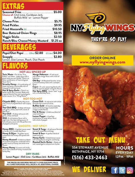 Menu Ny Flying Wings Traditional And Bonless