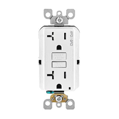 Leviton 20 Amp 125 Volt Afcigfci Dual Function Outlet White Agtr2 W