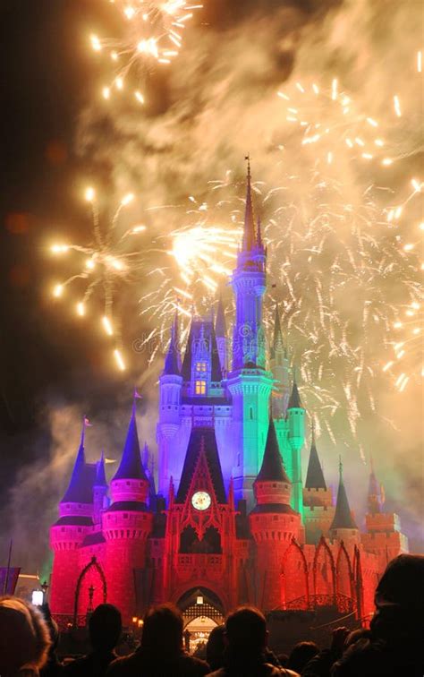 Fireworks at Disney Cinderella Castle Editorial Photography - Image of ...