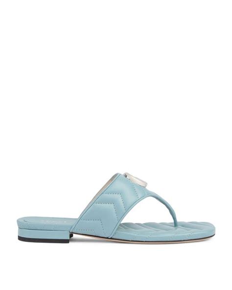 Gucci Leather Double G Thong Sandals In Blue Lyst