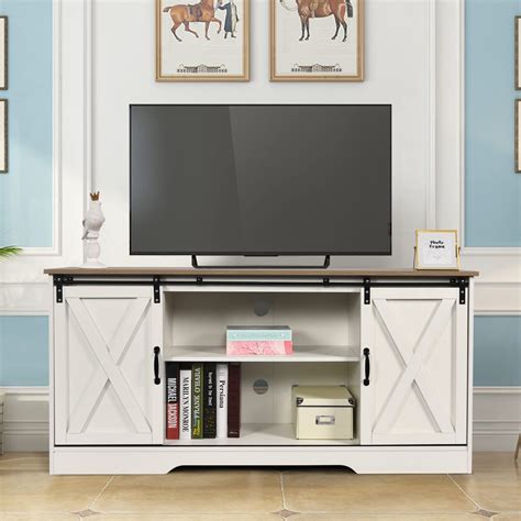 Buy 4 Ever Winner White Tv Stand 65 Inch Farmhouse Entertainment Center