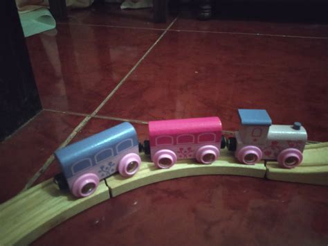 Wooden Pink train set, Hobbies & Toys, Toys & Games on Carousell