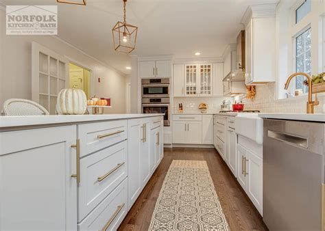 White Shaker Kitchen With Gold Accents Goffstown Nh