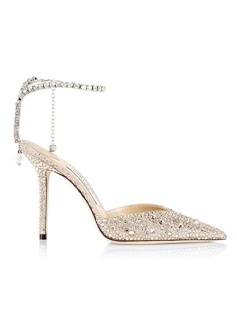 Jimmy Choo Saeda 100 Crystal Embellished Pumps In White Lyst