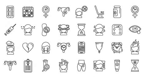 Premium Vector Menopause Icons Set Outline Vector Female Fertility