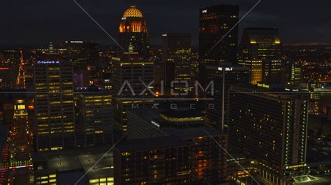 A View Of The Citys Skyline At Night Seen From Ohio River Downtown