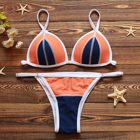 Women New Arrival Patchwork Bikini Strappy Padded Push Up Bikini Set