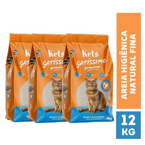 Areia Sanitária Premium Kets Gatissimo 12kg para Gatos Escorrega o Preço