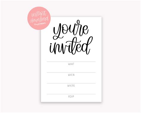 You're Invited Printable Invitations - Fill in the Blank Invitations