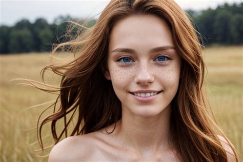 Freckles On Face Hair Blowing In Wind Dark Ginger Hair Ai Porn