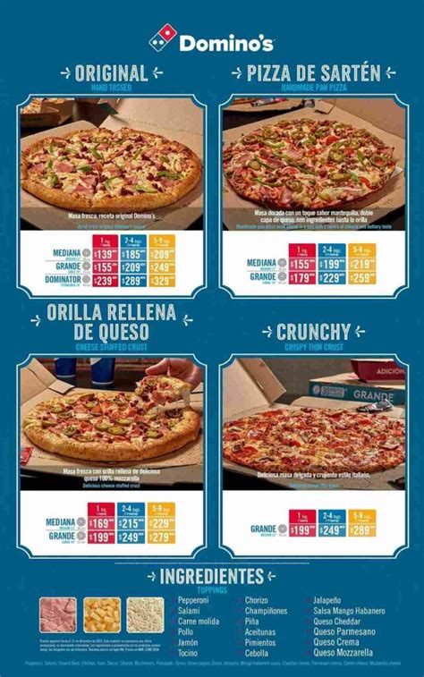 Menu De Dominos Pizza Y Precios Esta Tuesday