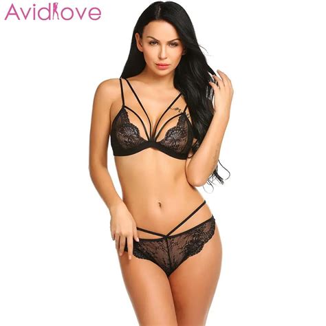 Avidlove Women Low Sexy Lingerie Set Sleeveless Bra Summer Neck Floral