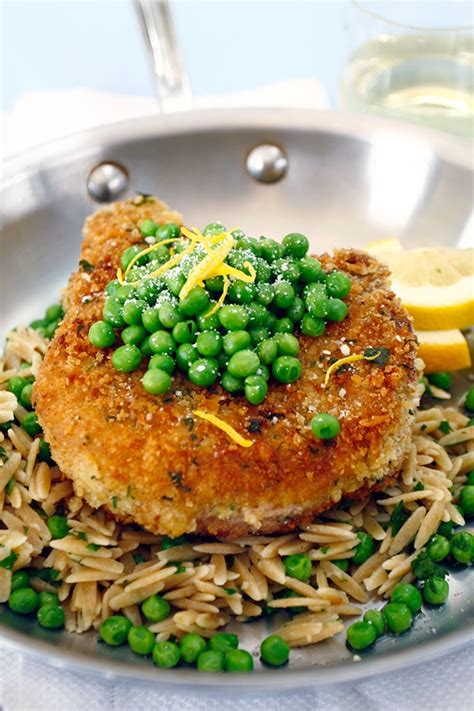 Italian Lemon-Breaded Pork Chops with Orzo & Peas - DeLallo