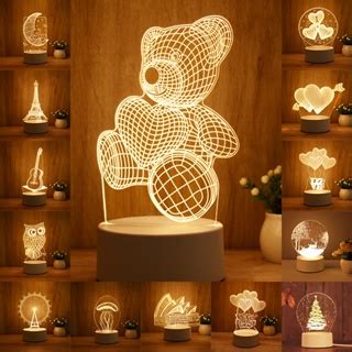 Lâmpada Noturna 3D Lunar Urso usb Desenho Quarto De Dormir Luz Nocturna