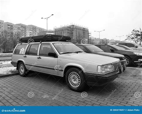 Old Veteran Classic Swedish Station Wagon Metal Grey Car Volvo 940 GLE