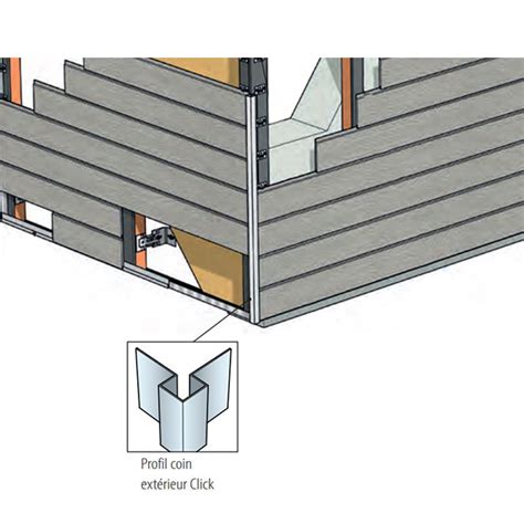 Profil d angle extérieur pour bardage Cedral Click alu laqué Blanc