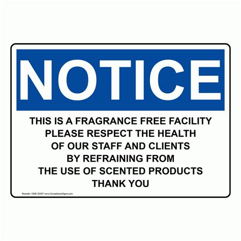 Fragrance Free Signs Seriously Sensitive To Pollution Free