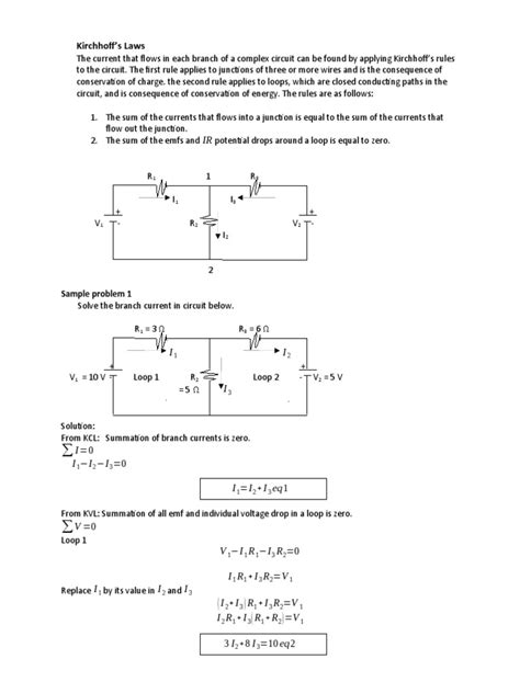 Kirchhoff's Laws: Sample Problem 1 | PDF | Electrical Circuits | Voltage