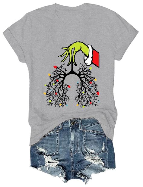 Christmas Nurse Shirt Lung Christmas Lights Shirts Respiratory