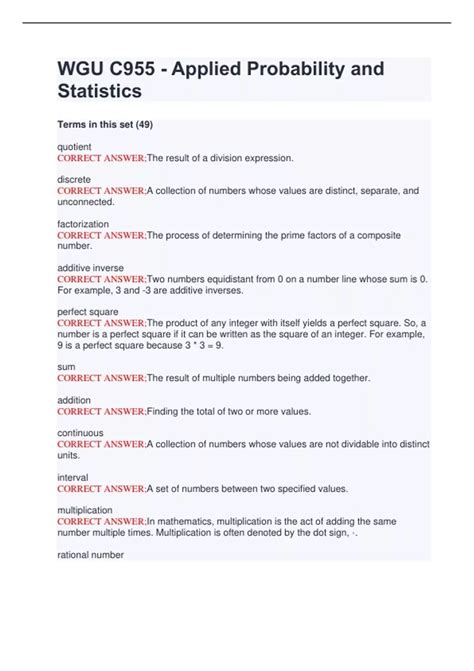WGU C955 Applied Probability And Statistics WGU Stuvia US