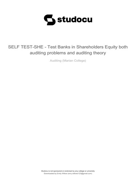 Self Test She Test Banks In Shareholders Equity Both Auditing Problems