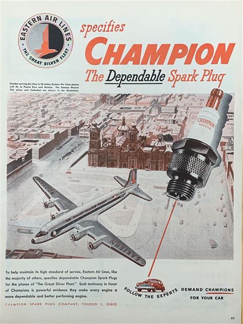 Vintage Champion Spark Plug Print Ad The Dependable Spark Plug Ebay