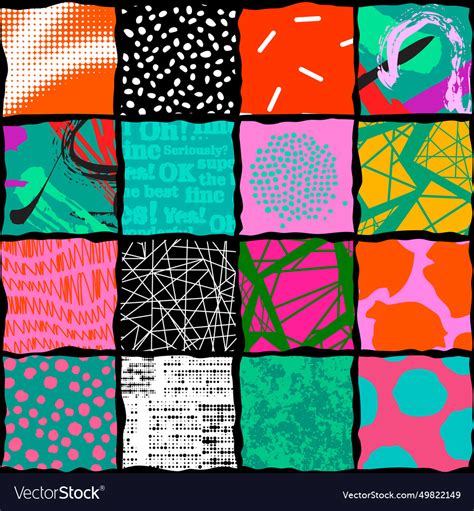 Colorful seamless pattern with collage art texture