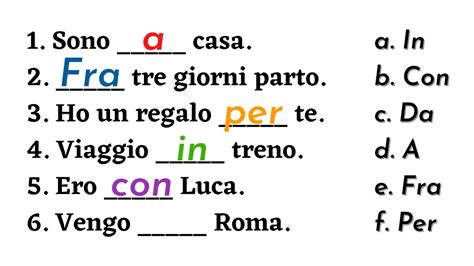 Italian Prepositions Di A Da In Con Su Per Tra Fra Grammar